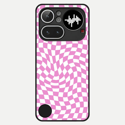  Bubblegum Check Wave Glass Case For Nothing Phone 4A Pro back cover – full design glossy printed glass finish