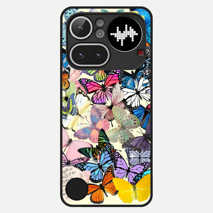  Butterflies Petal Dream Glass Case For Nothing Phone 4A Pro back cover – full design glossy printed glass finish