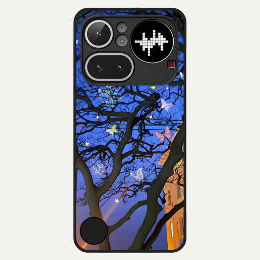  Butterfly Night Magic Glass Case For Nothing Phone 4A Pro back cover – full design glossy printed glass finish