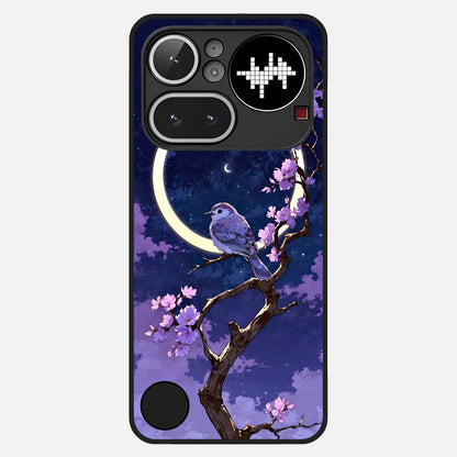  Celestial Bird Blossom Glass Case For Nothing Phone 4A Pro back cover – full design glossy printed glass finish