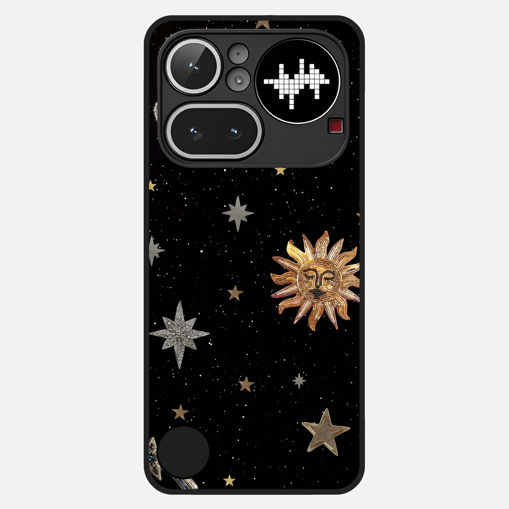  Celestial Moon With Stars Glass Case For Nothing Phone 4A Pro back cover – full design glossy printed glass finish
