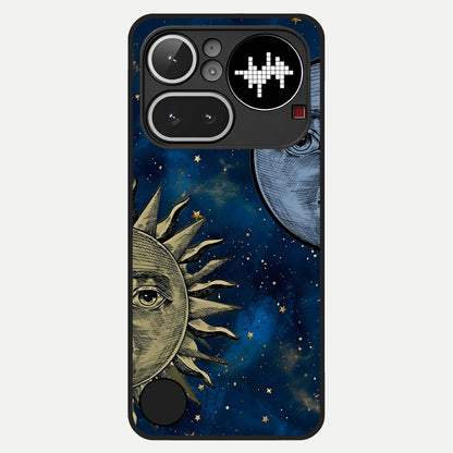  Celestial Moon With Sun Glass Case For Nothing Phone 4A Pro back cover – full design glossy printed glass finish