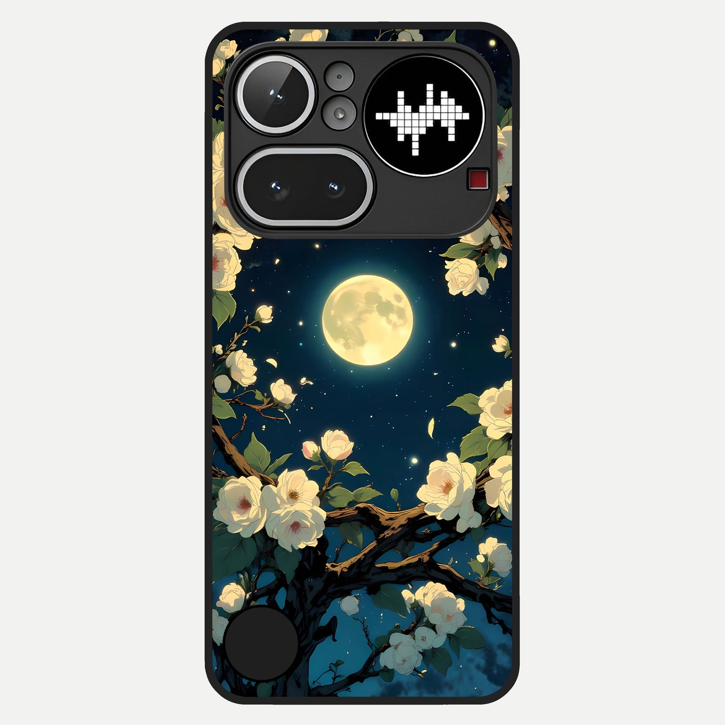 Celestial Moon And Flower Glass Case For Nothing Phone 4A Pro back cover – full design glossy printed glass finish