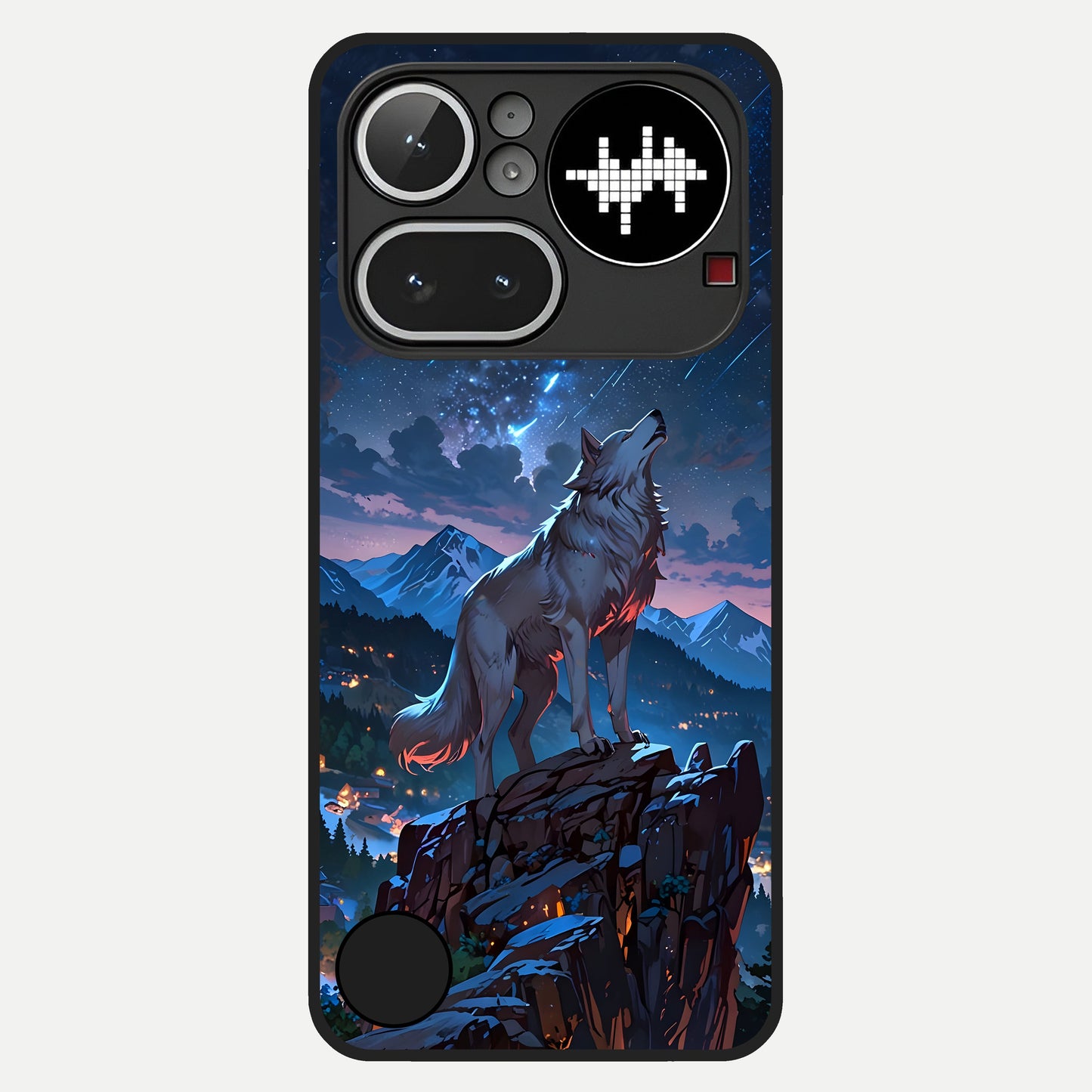  Celestial Wolf Howl Glass Case For Nothing Phone 4A Pro back cover – full design glossy printed glass finish