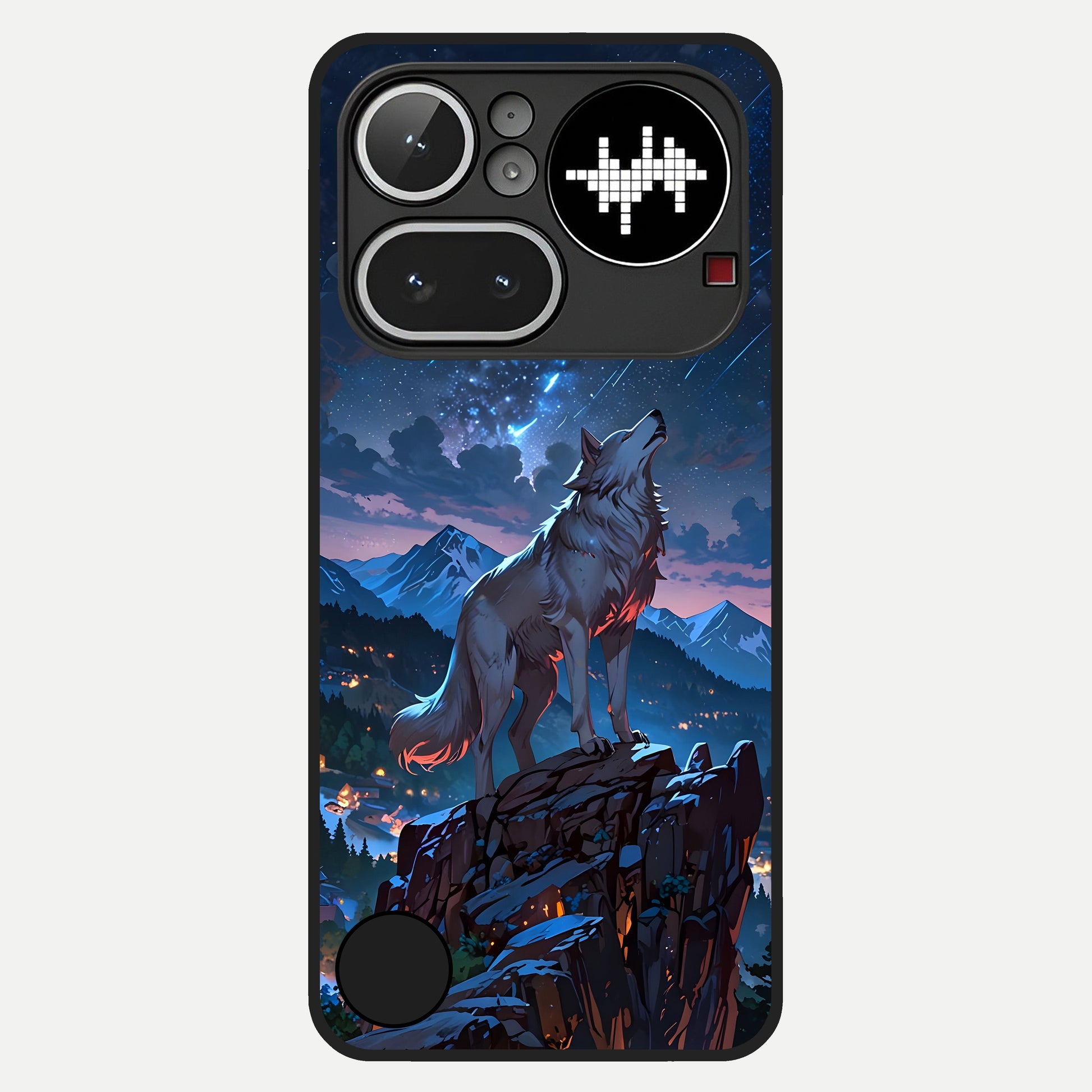  Celestial Wolf Howl Glass Case For Nothing Phone 4A Pro back cover – full design glossy printed glass finish