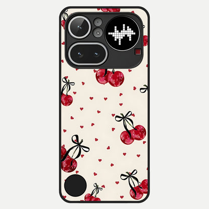  Cherry Heart Bow Glass Case For Nothing Phone 4A Pro back cover – full design glossy printed glass finish