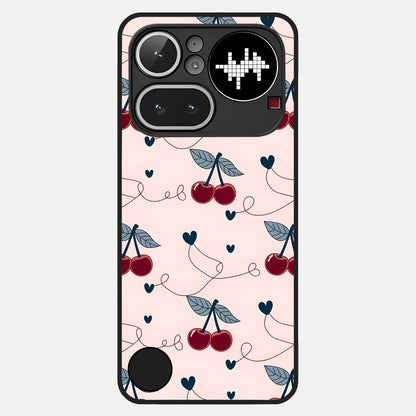  Cherry Heart Line Glass Case For Nothing Phone 4A Pro back cover – full design glossy printed glass finish
