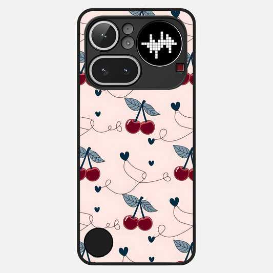  Cherry Heart Line Glass Case For Nothing Phone 4A Pro back cover – full design glossy printed glass finish