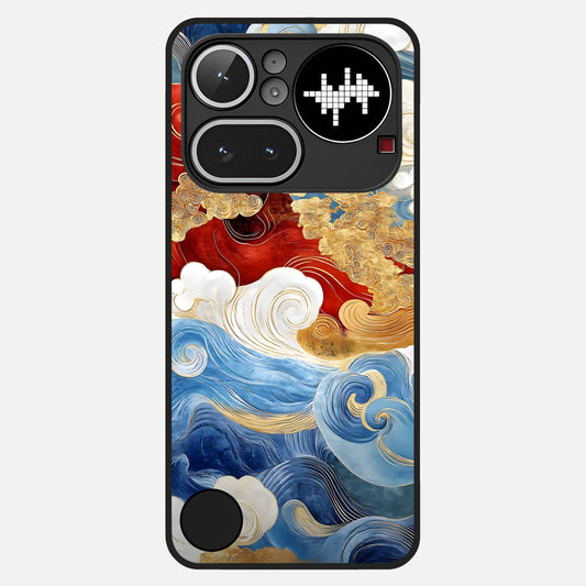  Colored Waves Glass Case For Nothing Phone 4A Pro back cover – full design glossy printed glass finish