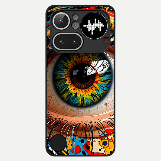  Colorful Eye Glass Case For Nothing Phone 4A Pro back cover – full design glossy printed glass finish