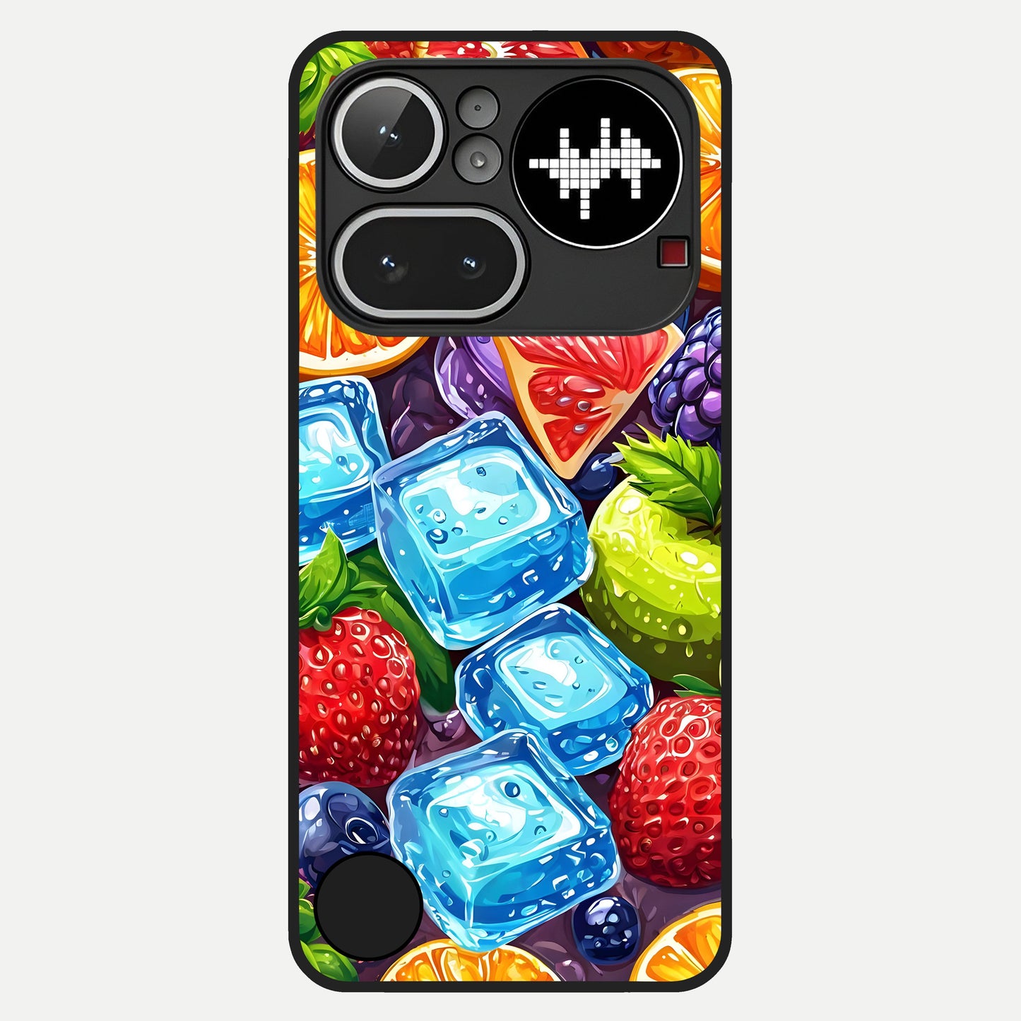  Colorful Fruits with Ice Glass Case For Nothing Phone 4A Pro back cover – full design glossy printed glass finish