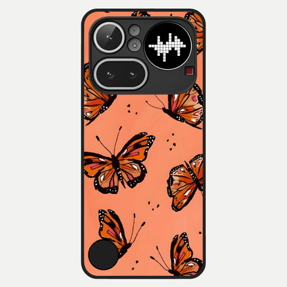  Coral Wing Butterfly Glass Case For Nothing Phone 4A Pro back cover – full design glossy printed glass finish