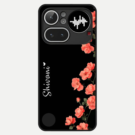  Crimson Bloom Grace Custom Name Glass Case For Nothing Phone 4A Pro back cover – full design glossy printed glass finish