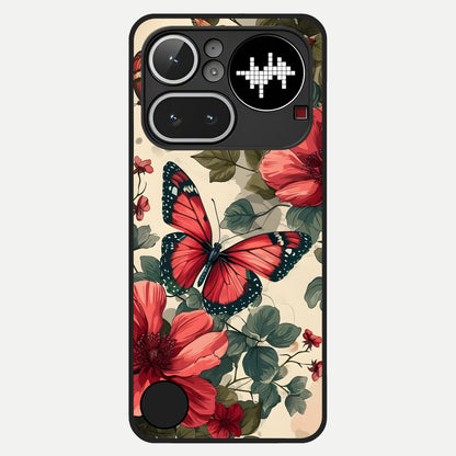  Crimson Butterfly Garden Glass Case For Nothing Phone 4A Pro back cover – full design glossy printed glass finish