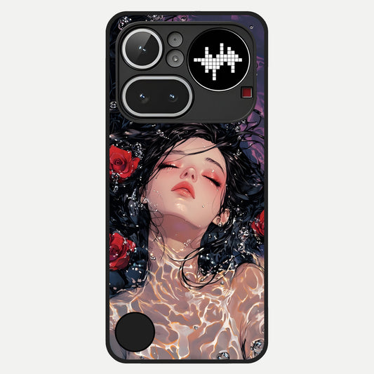  Crimson Rose Serenity Glass Case For Nothing Phone 4A Pro back cover – full design glossy printed glass finish