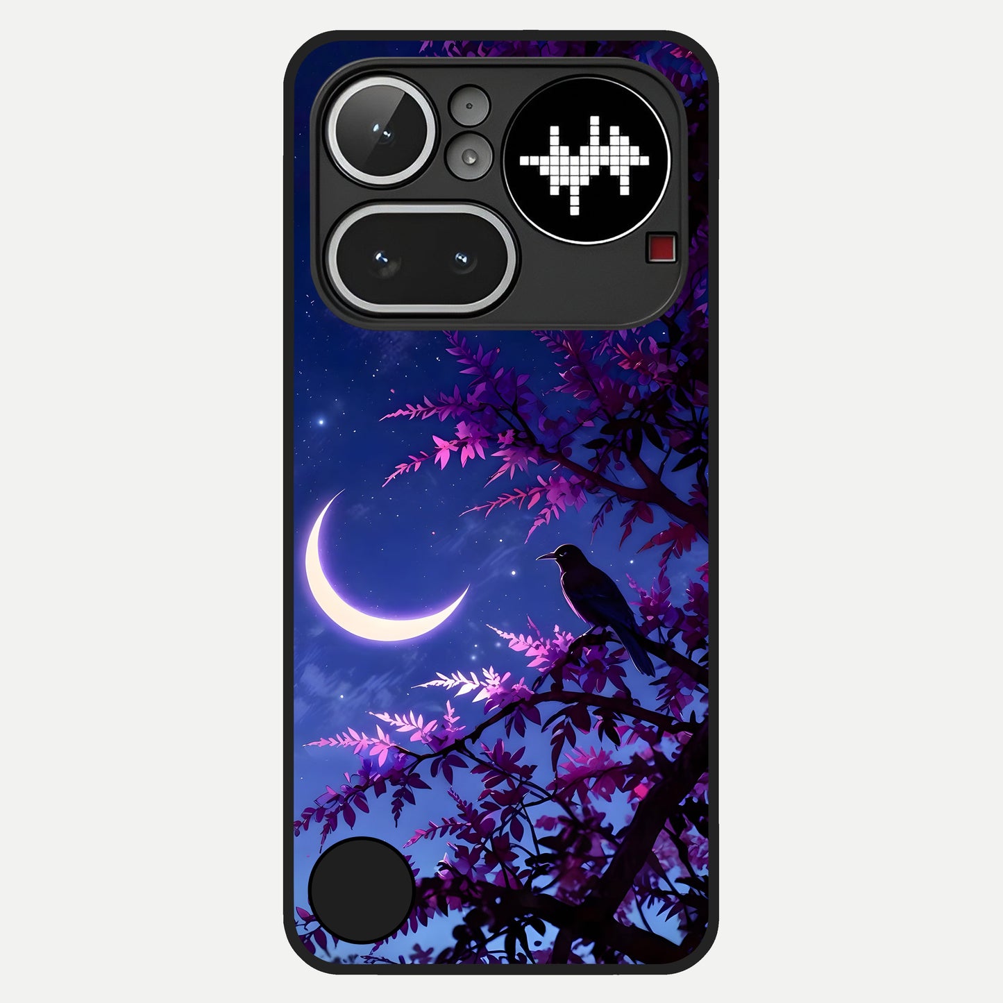  Crow And Moon Scenery Glass Case For Nothing Phone 4A Pro back cover – full design glossy printed glass finish