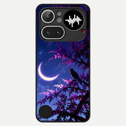 Crow And Moon Scenery Glass Case For Nothing Phone 4A Pro back cover – full design glossy printed glass finish