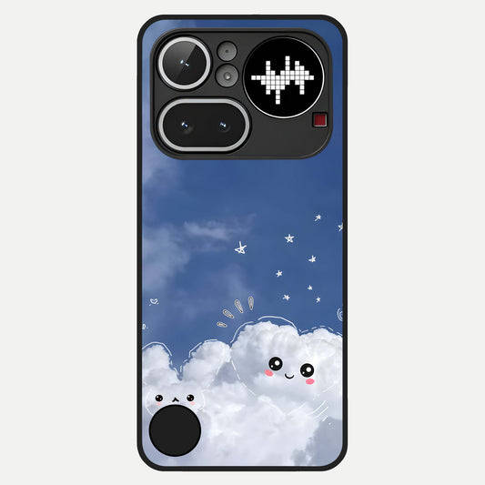  Cute Blossom Cloud Glass Case For Nothing Phone 4A Pro back cover – full design glossy printed glass finish
