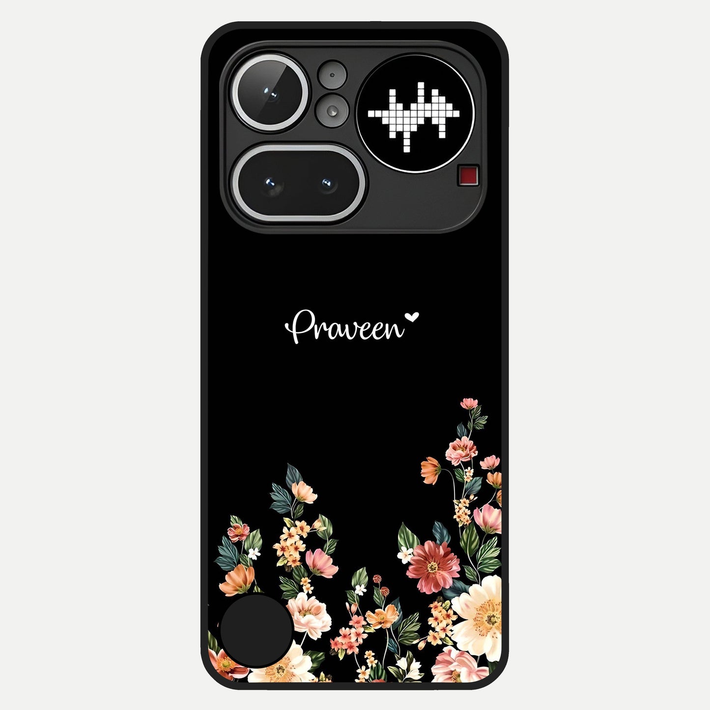  Floral Design Personalized Custom Name Glass Case For Nothing Phone 4A Pro back cover – full design glossy printed glass finish