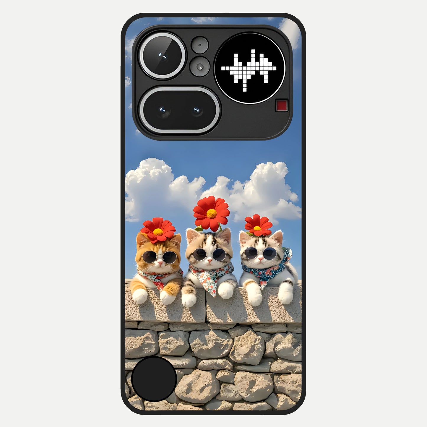  Floral Kitty Squad Glass Case For Nothing Phone 4A Pro back cover – full design glossy printed glass finish