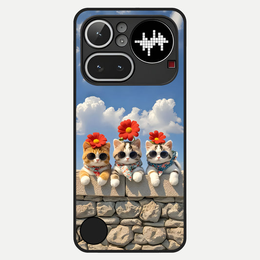  Floral Kitty Squad Glass Case For Nothing Phone 4A Pro back cover – full design glossy printed glass finish