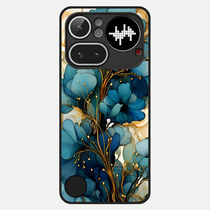  Golden Bloom Symphony Glass Case For Nothing Phone 4A Pro back cover – full design glossy printed glass finish