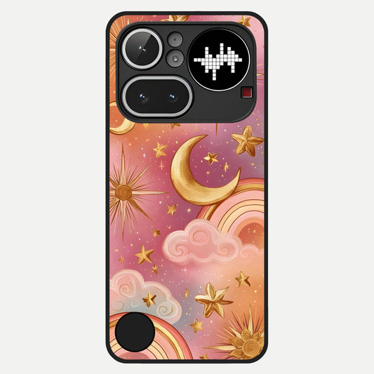  Golden Celestial Dreams Glass Case For Nothing Phone 4A Pro back cover – full design glossy printed glass finish