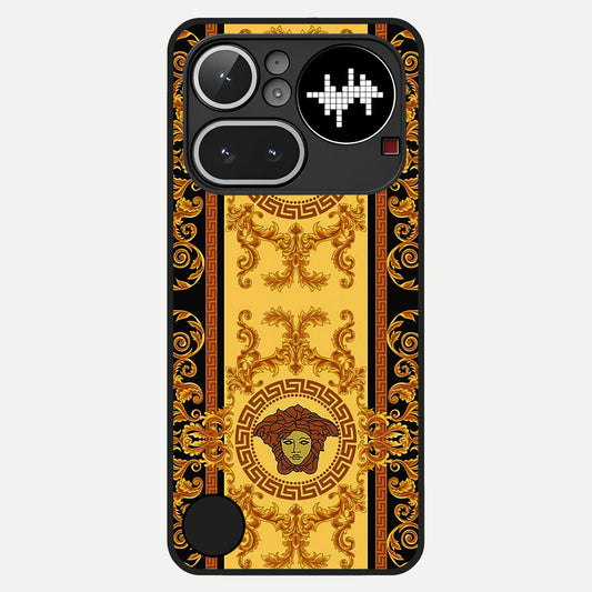  Golden Royal Heritage Glass Case For Nothing Phone 4A Pro back cover – full design glossy printed glass finish