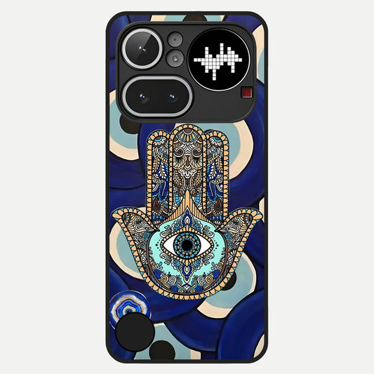  Hamsa Divine Guard Glass Case For Nothing Phone 4A Pro back cover – full design glossy printed glass finish