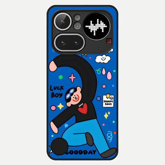  Happy Luck Vibe Glass Case For Nothing Phone 4A Pro back cover – full design glossy printed glass finish