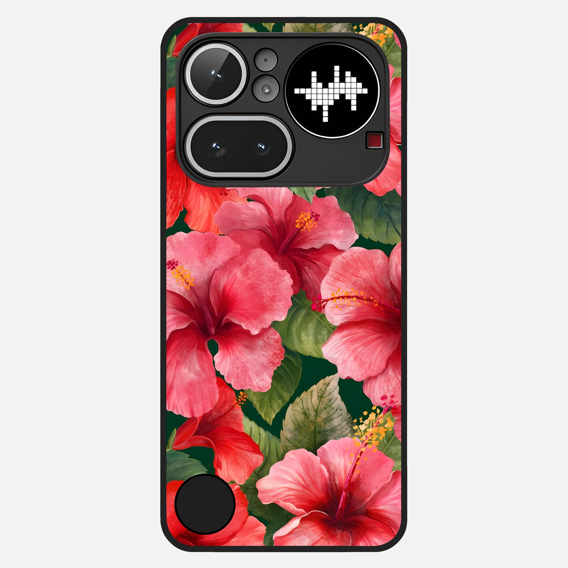  Hibiscus Pattern Glass Case For Nothing Phone 4A Pro back cover – full design glossy printed glass finish