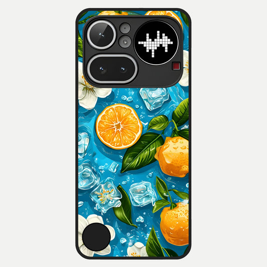  Ice Cube With Orange Glass Case For Nothing Phone 4A Pro back cover – full design glossy printed glass finish