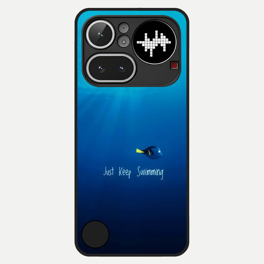  Just Keep Swimming Glass Case For Nothing Phone 4A Pro back cover – full design glossy printed glass finish