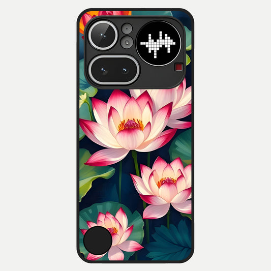  Lotus Dream Serenity Glass Case For Nothing Phone 4A Pro back cover – full design glossy printed glass finish