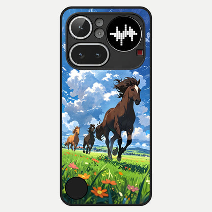 Majestic Horses Galloping Glass Case For Nothing Phone 4A Pro back cover – full design glossy printed glass finish