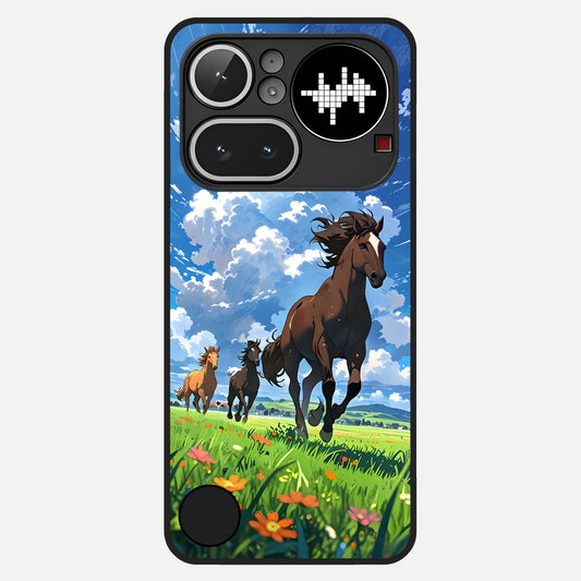  Majestic Horses Galloping Glass Case For Nothing Phone 4A Pro back cover – full design glossy printed glass finish