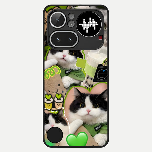  Matcha Cats Mood Glass Case For Nothing Phone 4A Pro back cover – full design glossy printed glass finish