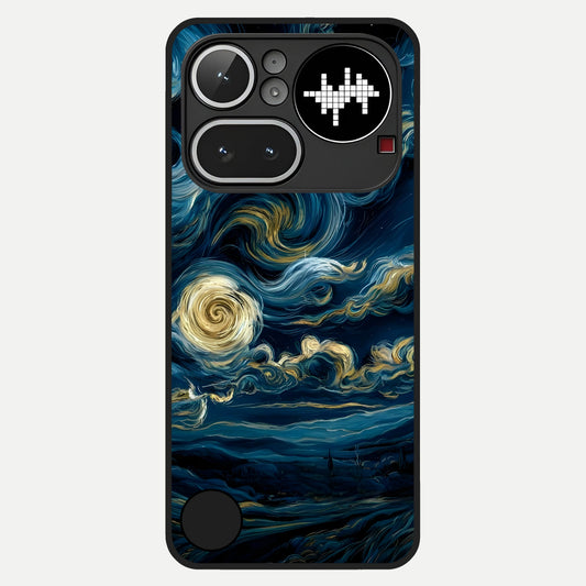  Midnight Sky Whirl Glass Case For Nothing Phone 4A Pro back cover – full design glossy printed glass finish