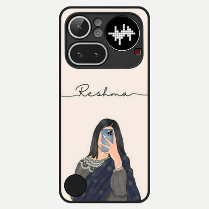  Mirror Mood Muse With Custom Name Glass Case For Nothing Phone 4A Pro back cover – full design glossy printed glass finish