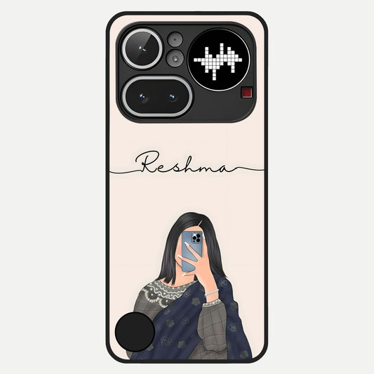  Mirror Mood Muse With Custom Name Glass Case For Nothing Phone 4A Pro back cover – full design glossy printed glass finish