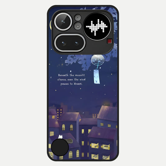 Moonlit Cat Silence Glass Case For Nothing Phone 4A Pro back cover – full design glossy printed glass finish