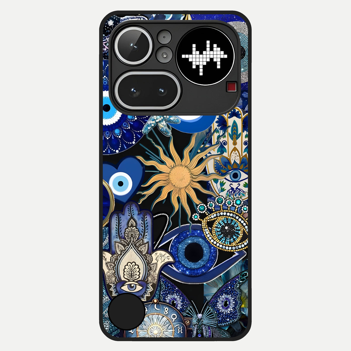  Mystic Blue Evil Eye Glass Case For Nothing Phone 4A Pro back cover – full design glossy printed glass finish