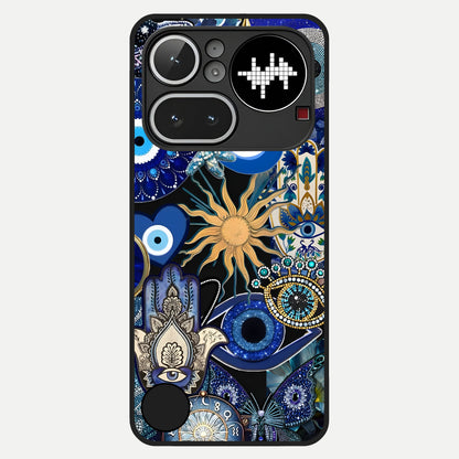  Mystic Blue Evil Eye Glass Case For Nothing Phone 4A Pro back cover – full design glossy printed glass finish