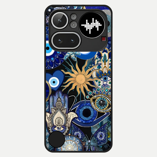  Mystic Blue Evil Eye Glass Case For Nothing Phone 4A Pro back cover – full design glossy printed glass finish