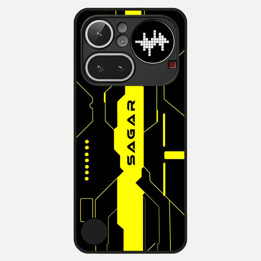  Neon CYBERPUNK Custom Name Glass Case For Nothing Phone 4A Pro back cover – full design glossy printed glass finish