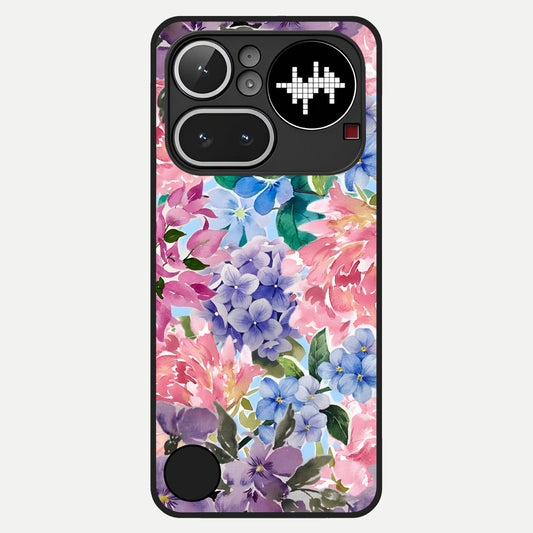  Pastel Floral Mix Glass Case For Nothing Phone 4A Pro back cover – full design glossy printed glass finish