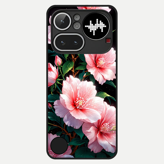 Peach Flower Glass Case For Nothing Phone 4A Pro back cover – full design glossy printed glass finish