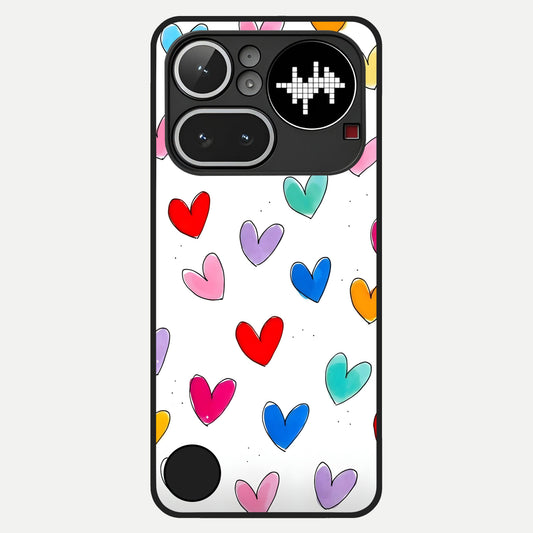  Playful Love Doodles Glass Case For Nothing Phone 4A Pro back cover – full design glossy printed glass finish