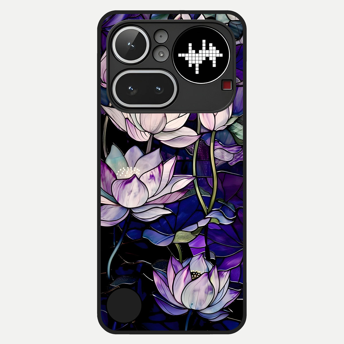  Purple Lotus Pattern Glass Case For Nothing Phone 4A Pro back cover – full design glossy printed glass finish