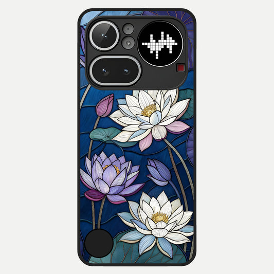  Purple Lotus Stained Glass Case For Nothing Phone 4A Pro back cover – full design glossy printed glass finish
